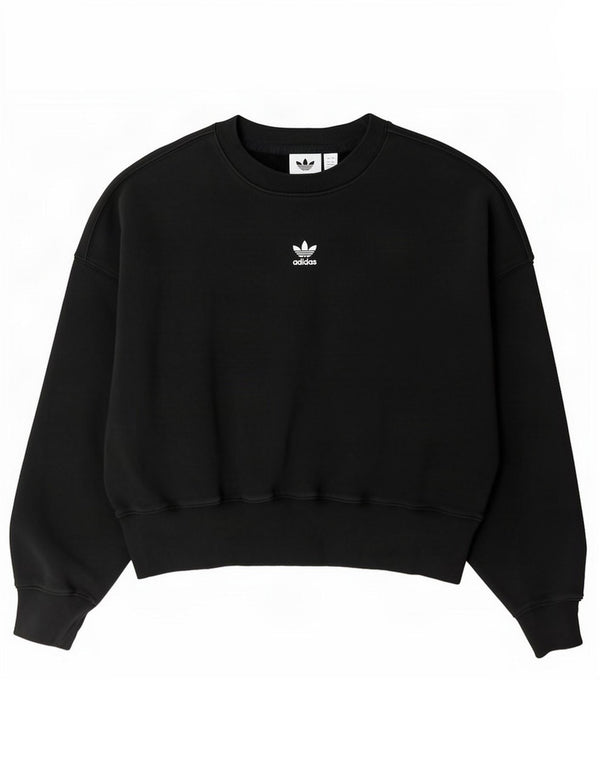 Felpa oversize corta Adidas da donna, maglione UK 4 XS, cotone grigio