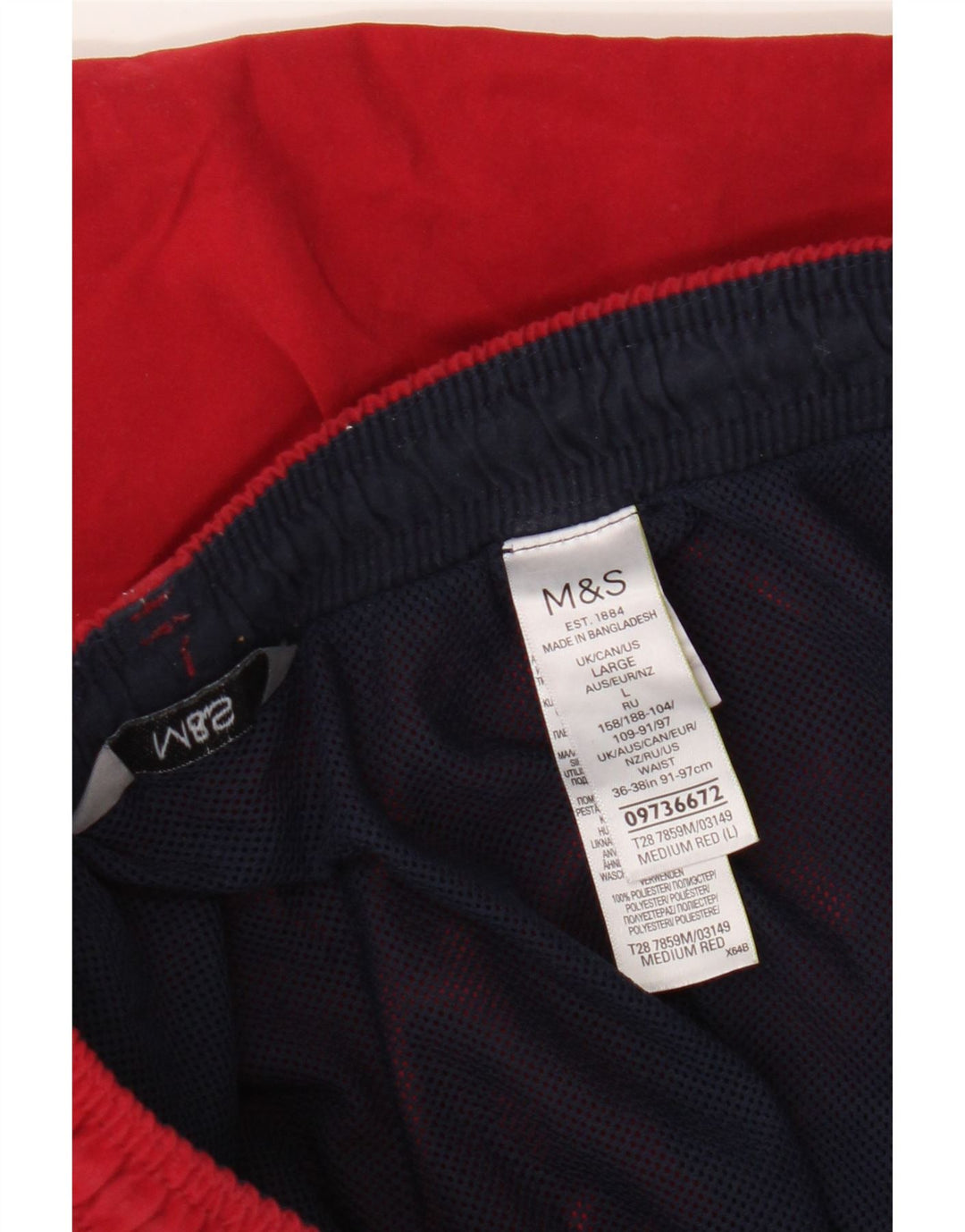 Pantaloncini da bagno da uomo Marks & Spencer grandi rossi in poliestere