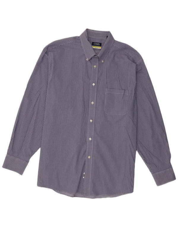 Camicia Chaps da uomo vestibilità regolare taglia 18 2XL cotone a quadretti blu