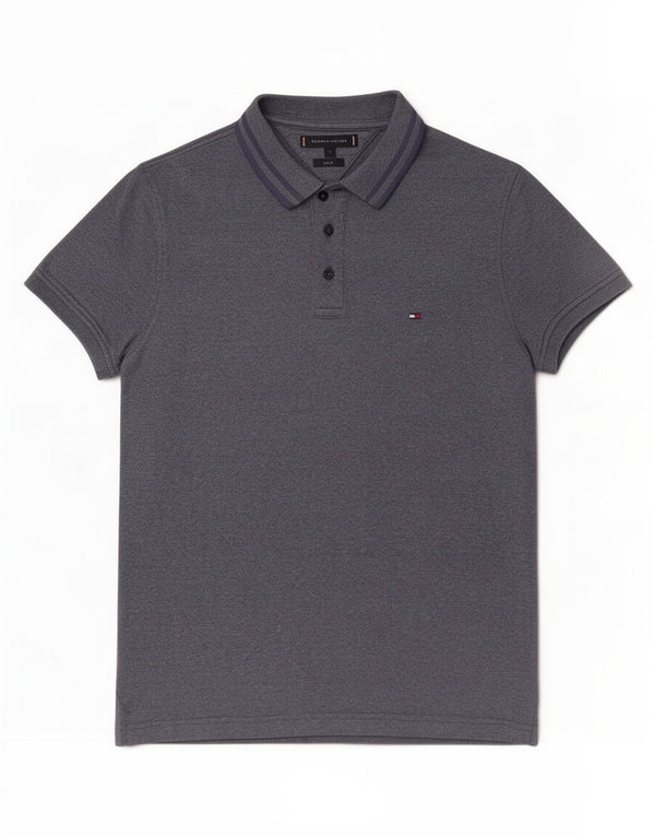 Polo slim fit da uomo Tommy Hilfiger grande in cotone blu navy