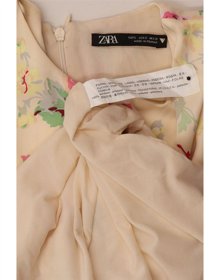 Abito tubino Zara da donna UK 10 piccolo poliestere floreale bianco sporco