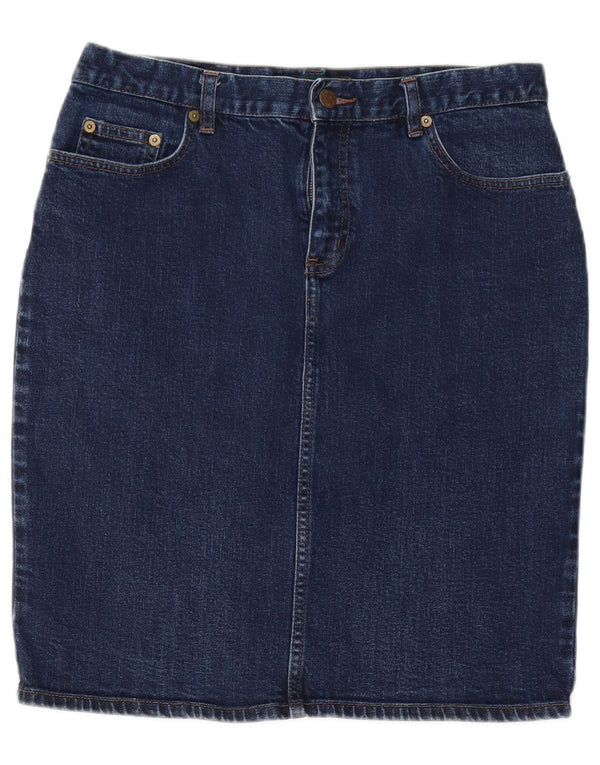 RALPH LAUREN Womens Denim Skirt US 10 Large W32 Navy Blue Cotton