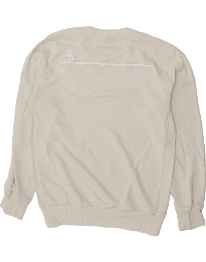ADIDAS Mens Graphic Sweatshirt Jumper Medium White Cotton Vintage Adidas and Second-Hand Adidas from Messina Hembry 