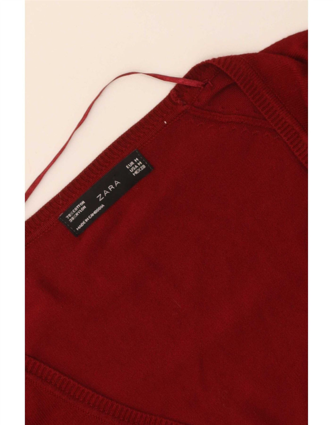 Maglione cardigan da donna Zara UK 12 cotone rosso medio