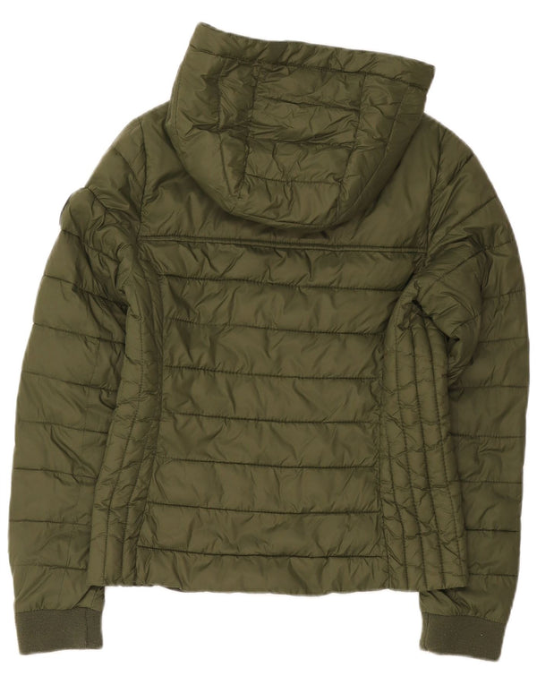 Giacca imbottita con cappuccio Hollister da donna UK 10 Small Khaki Nylon