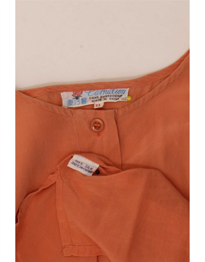Camicetta vintage da donna Top UK 18 XL Seta arancione