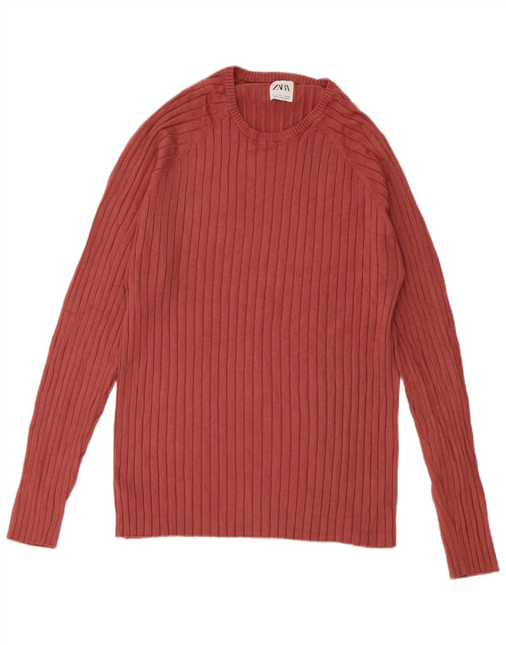 Maglione maglione girocollo da donna Zara UK 14 grande viscosa rossa