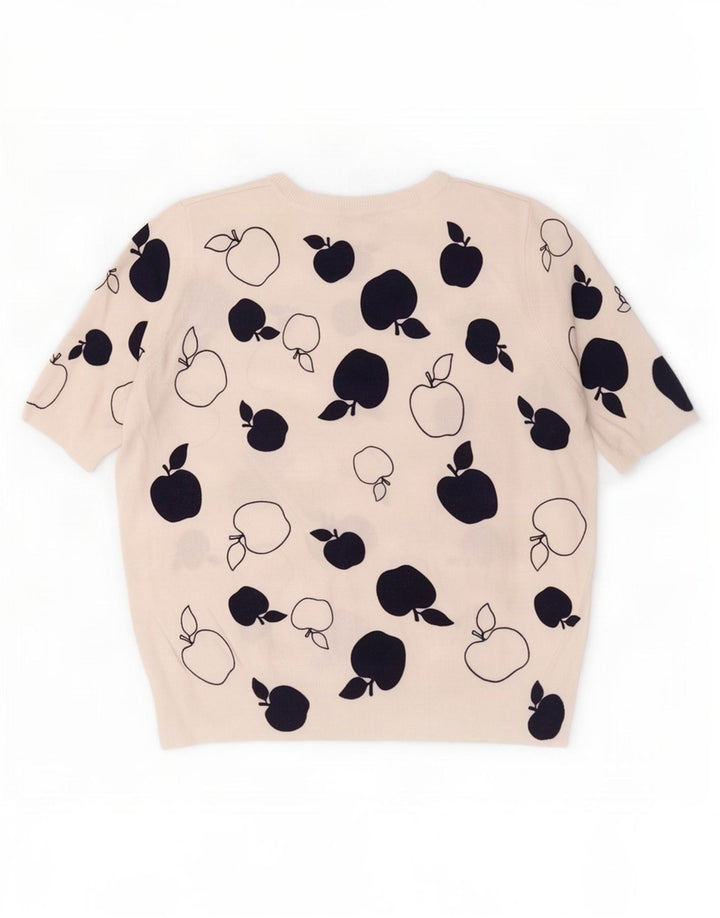 Maglione maglione girocollo con grafica da donna Marks & Spencer UK 14 grande bianco
