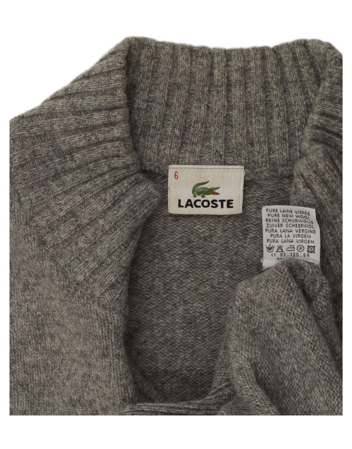 Maglione da uomo con zip e collo Lacoste taglia 6 XL in lana vergine screziata grigia