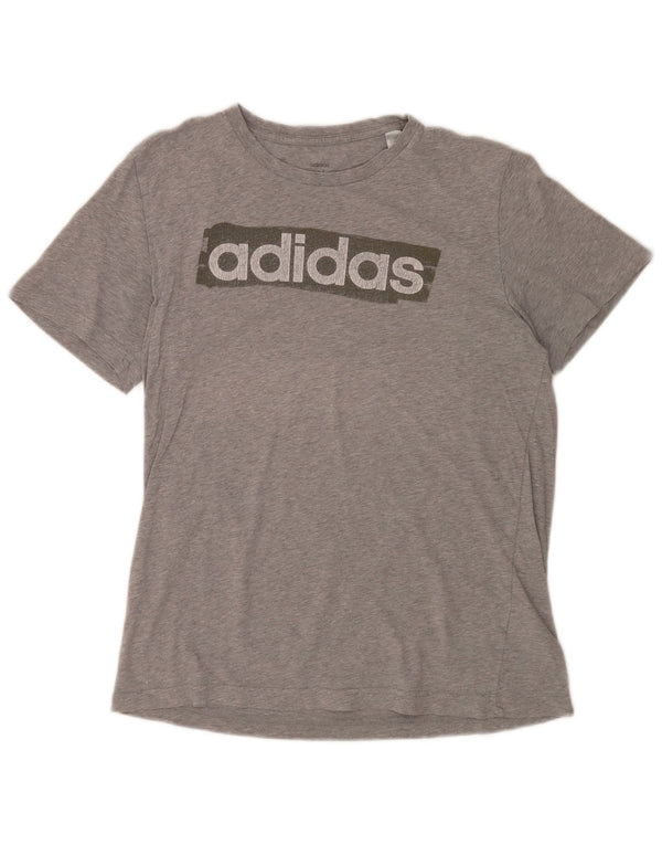 T-shirt grafica da uomo Adidas Top in cotone grigio medio