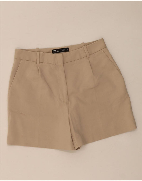 Zara Womens Casual Shorts Medium W30  Beige Cotton