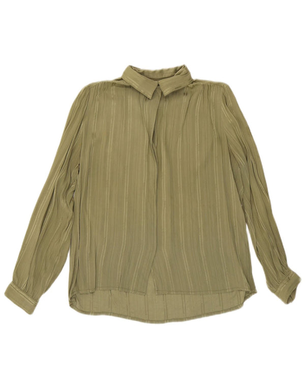 Camicia vintage da donna UK 16 a righe verdi grandi