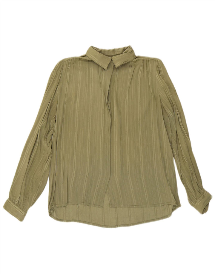 Camicia vintage da donna UK 16 a righe verdi grandi
