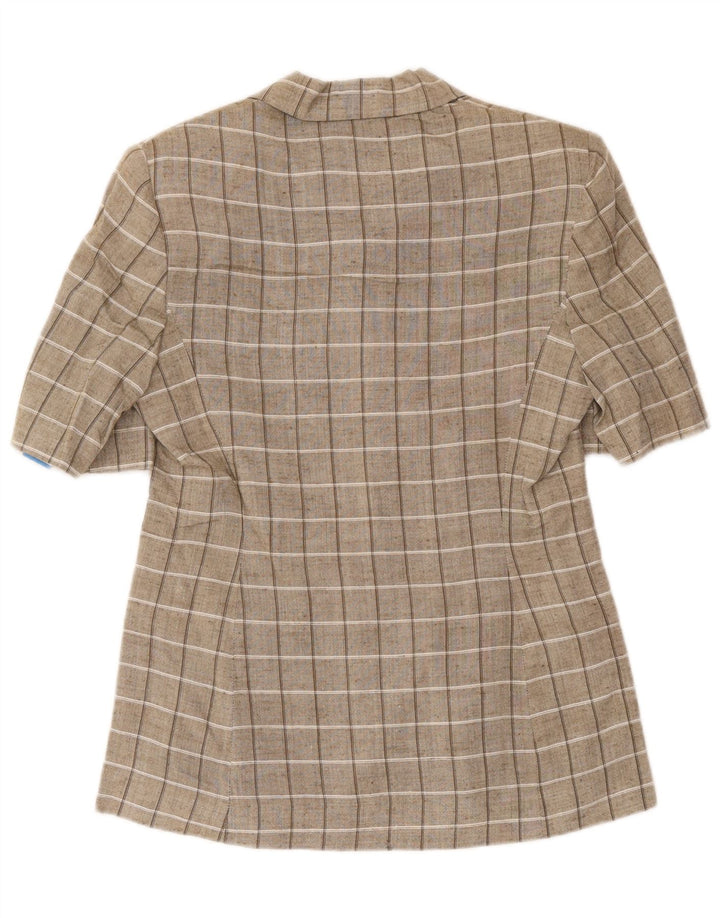Top cardigan a maniche corte da donna St. Bernard UK 12 a quadri marrone medio