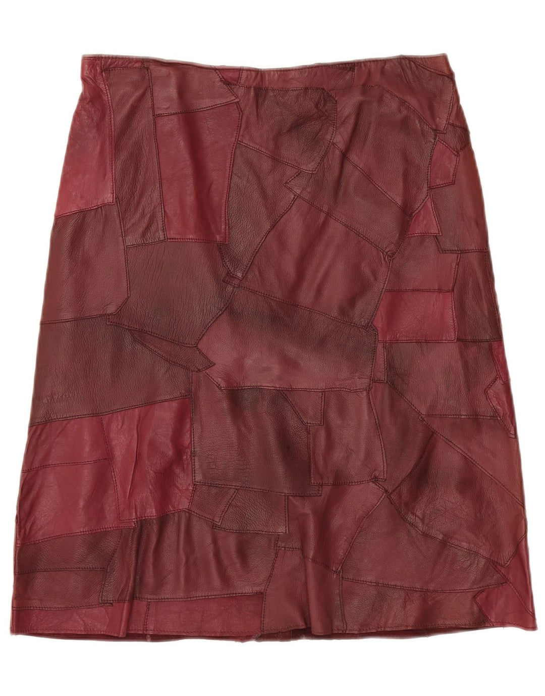 Gonna in pelle da donna VINTAGE IT 44 media W32 in pelle bordeaux