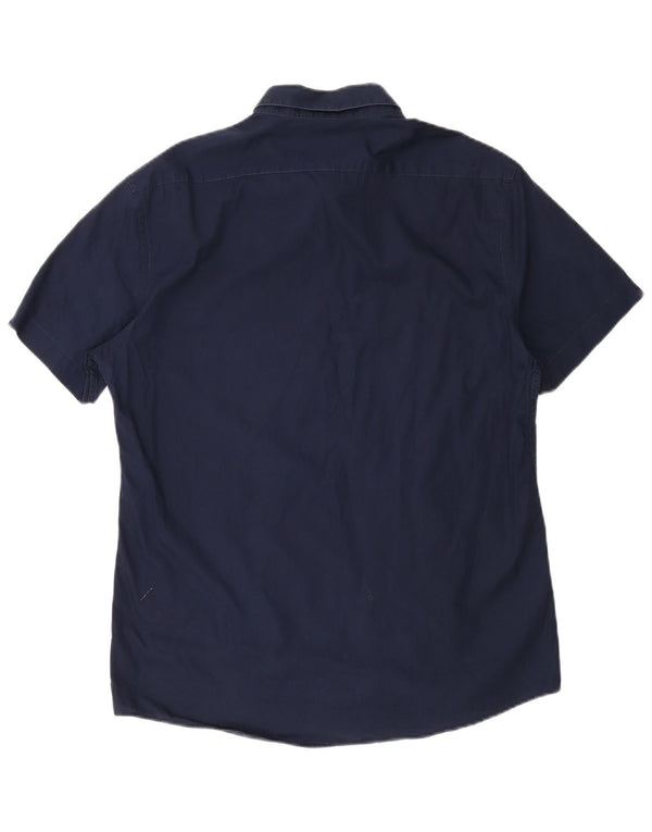 Jules Mens Short Sleeve Slim Fit Shirt Size 43/44 Large Navy Blue