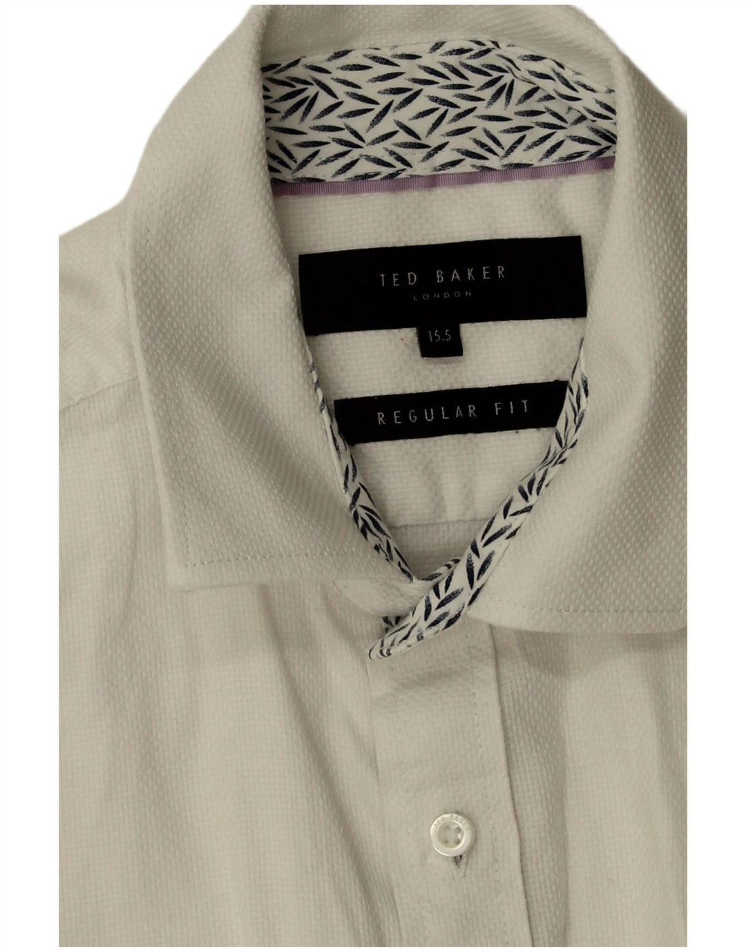 Ted Baker Camicia da uomo vestibilità regolare taglia 15 1/2 cotone bianco medio
