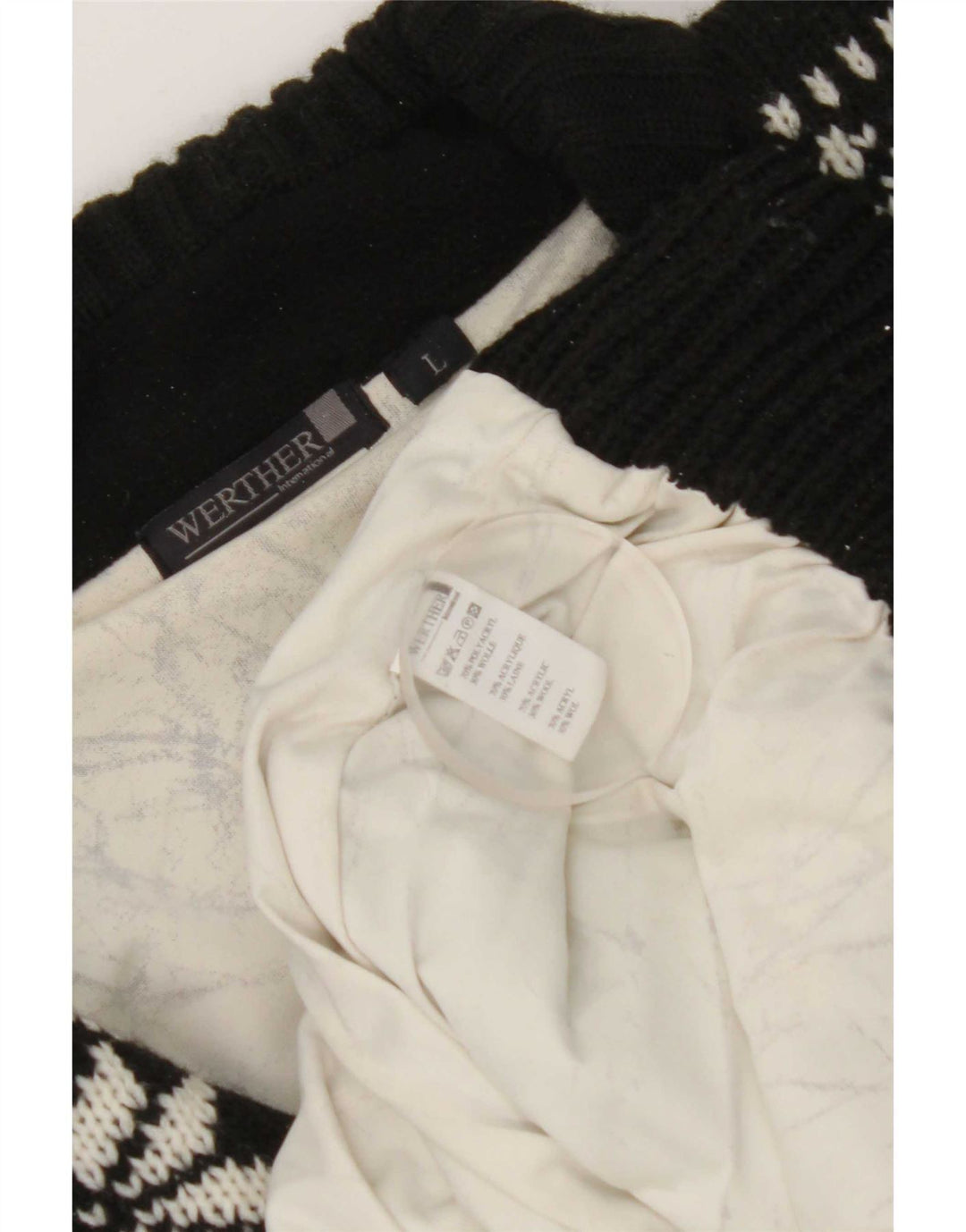 Werther Uomo Maglione con Zip Collo Maglione Grande Nero Fair Isle Poliacrilico