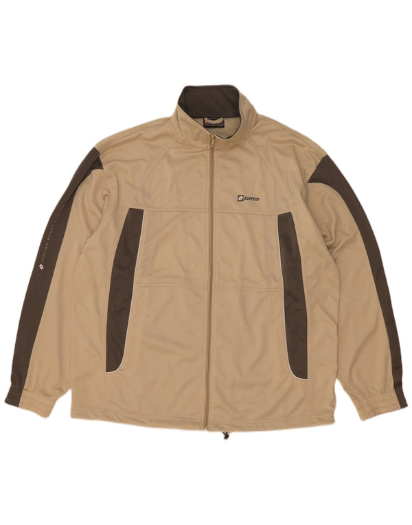 Lotto Mens Tracksuit Top Jacket 2XL Beige Colourblock Polyester