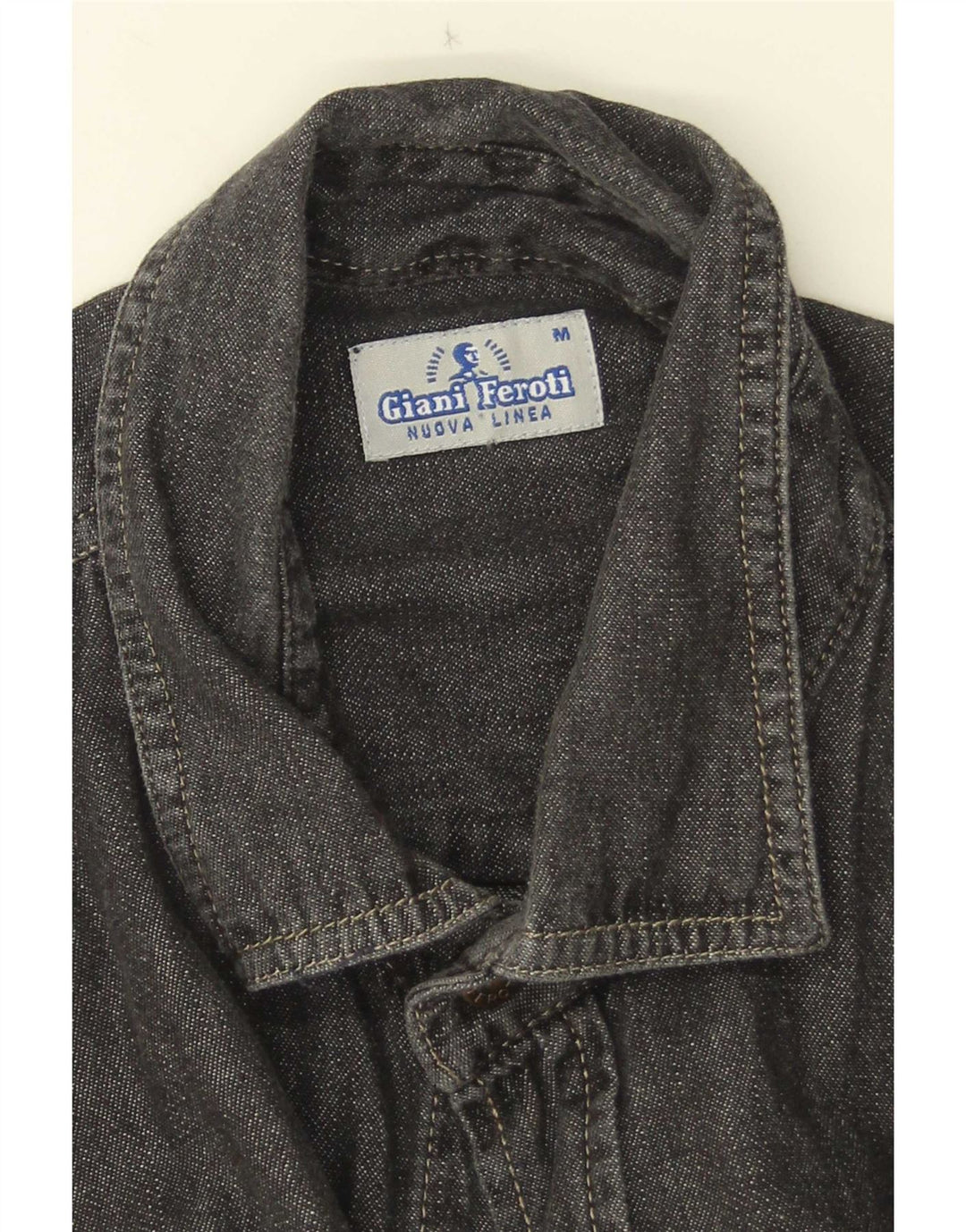 Giani Feroti Camicia in denim a maniche corte da uomo Nera media