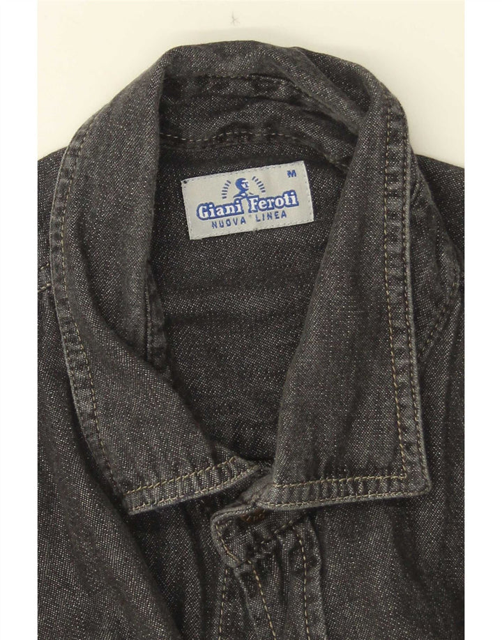 Giani Feroti Camicia in denim a maniche corte da uomo Nera media
