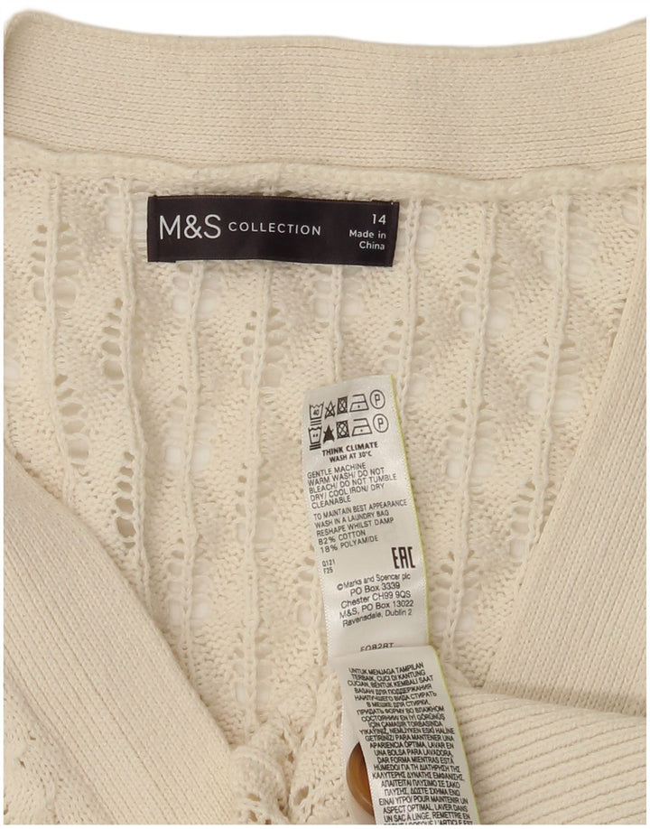 Maglione cardigan da donna Marks & Spencer UK 14 grande cotone bianco