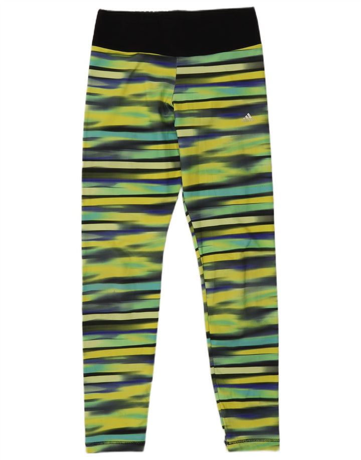 Leggings ADIDAS Climalite per bambina 14-15 anni in poliestere a righe gialle