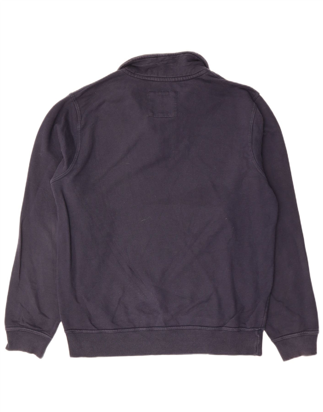 CREW CLOTHING Felpa da uomo con zip e collo, grande, in cotone blu navy