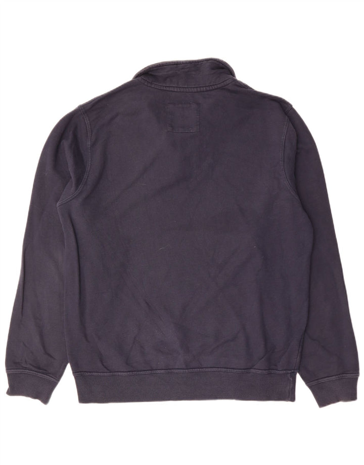 CREW CLOTHING Felpa da uomo con zip e collo, grande, in cotone blu navy