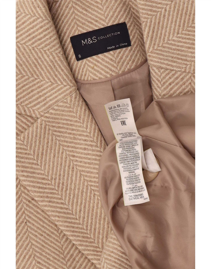 Soprabito oversize da donna Marks & Spencer UK 8 piccolo a spina di pesce beige