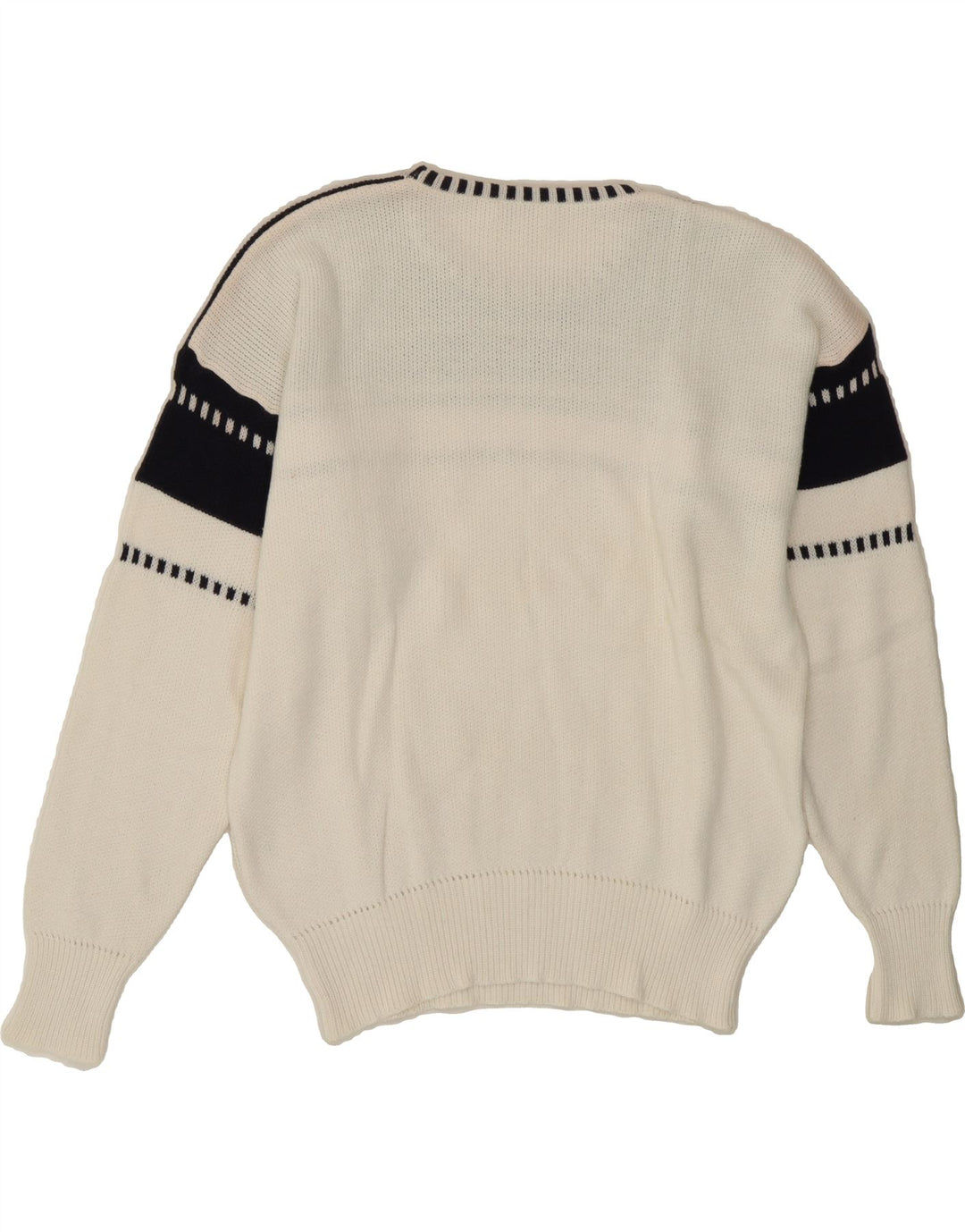 ALBA MODA Womens Crew Neck Jumper Sweater IT 48 XL White Colourblock Vintage Alba Moda and Second-Hand Alba Moda from Messina Hembry 