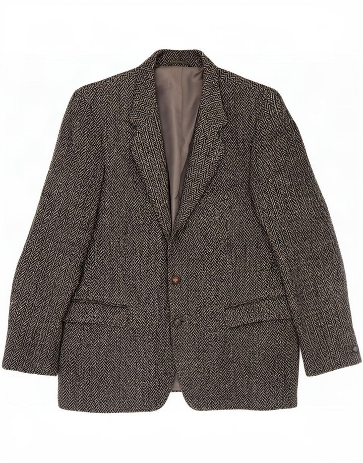 Giacca blazer da uomo a 2 bottoni Crescent UK 38 Lana a spina di pesce grigio medio