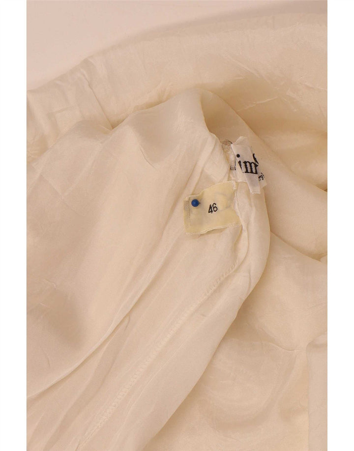 Abito vintage da donna a trapezio con maniche a 3/4 IT 46 grande bianco sporco