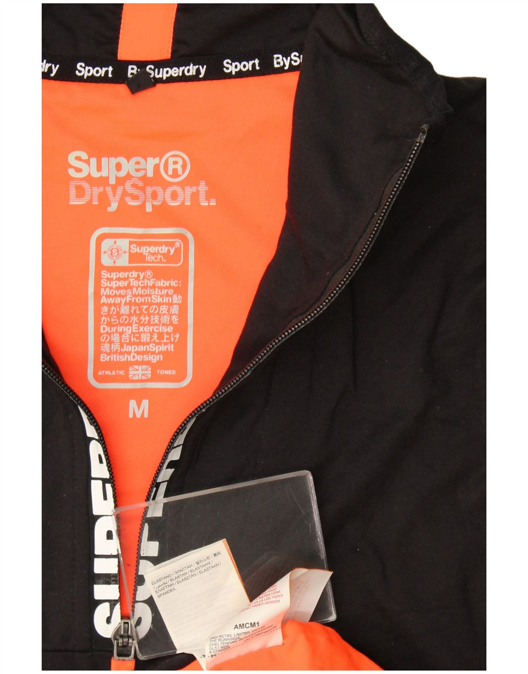 Top da tuta da uomo con grafica pullover con zip e collo grafico Superdry, colore nero medio