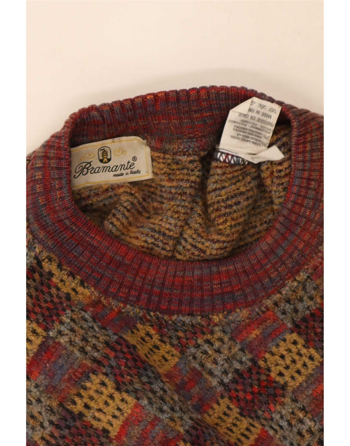 Maglione da uomo girocollo Bramante XL in lana geometrica multicolore