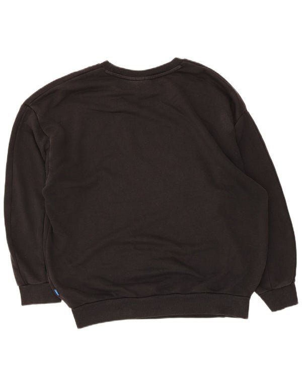 Felpa oversize con grafica Adidas da donna, maglione UK 12, cotone nero medio