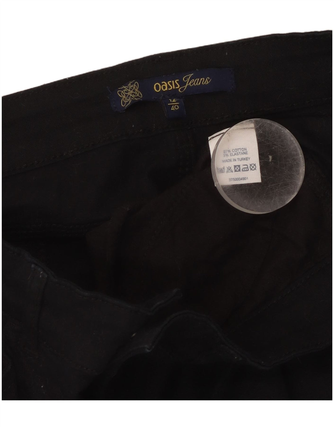 Pantaloni cargo slim da donna Oasis UK 14 Large W32 L27 Cotone nero