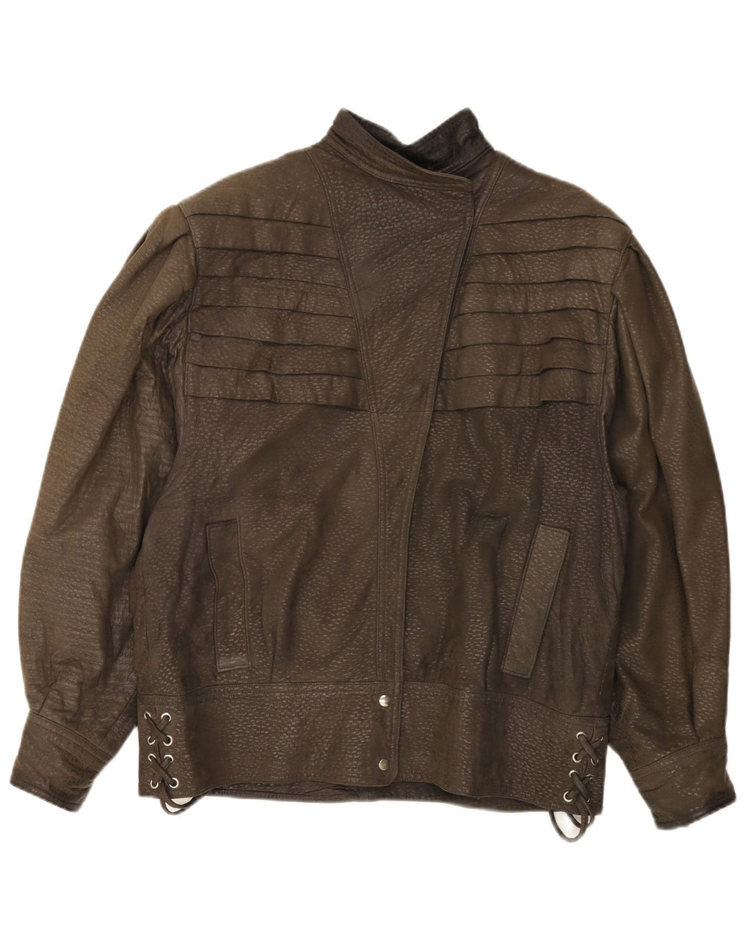 Giacca in pelle vintage da donna UK 20 2XL Pelle marrone