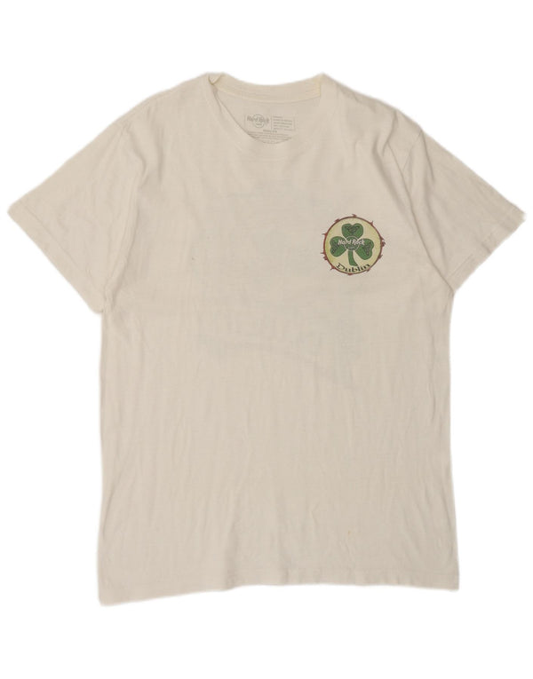 T-shirt grafica da uomo Dublino Hard Rock Cafe, cotone bianco medio