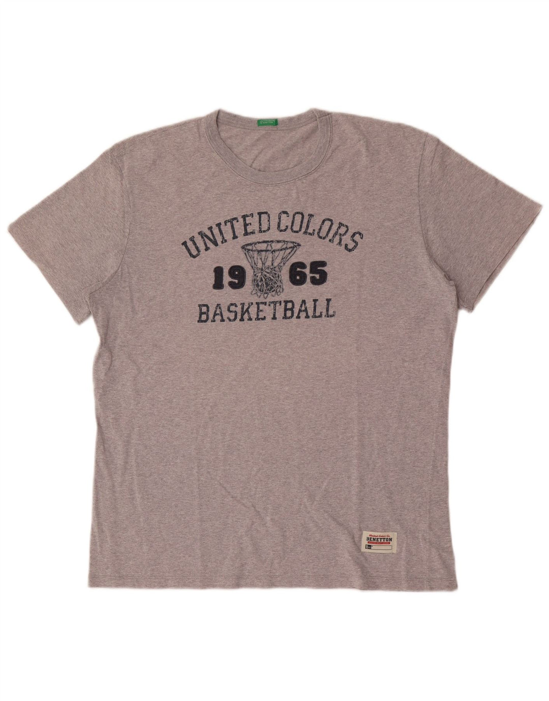 T-shirt grafica da uomo Benetton Top grande grigio chiazzato