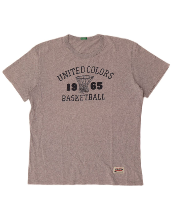 T-shirt grafica da uomo Benetton Top grande grigio chiazzato