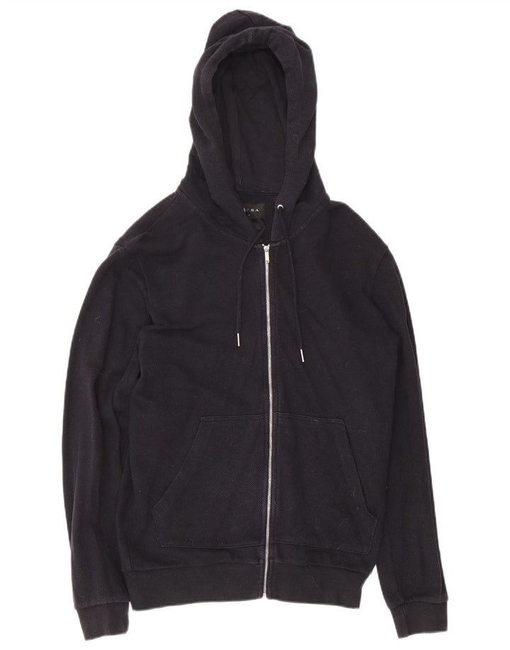 Maglione con cappuccio e zip Zara da uomo piccolo blu navy