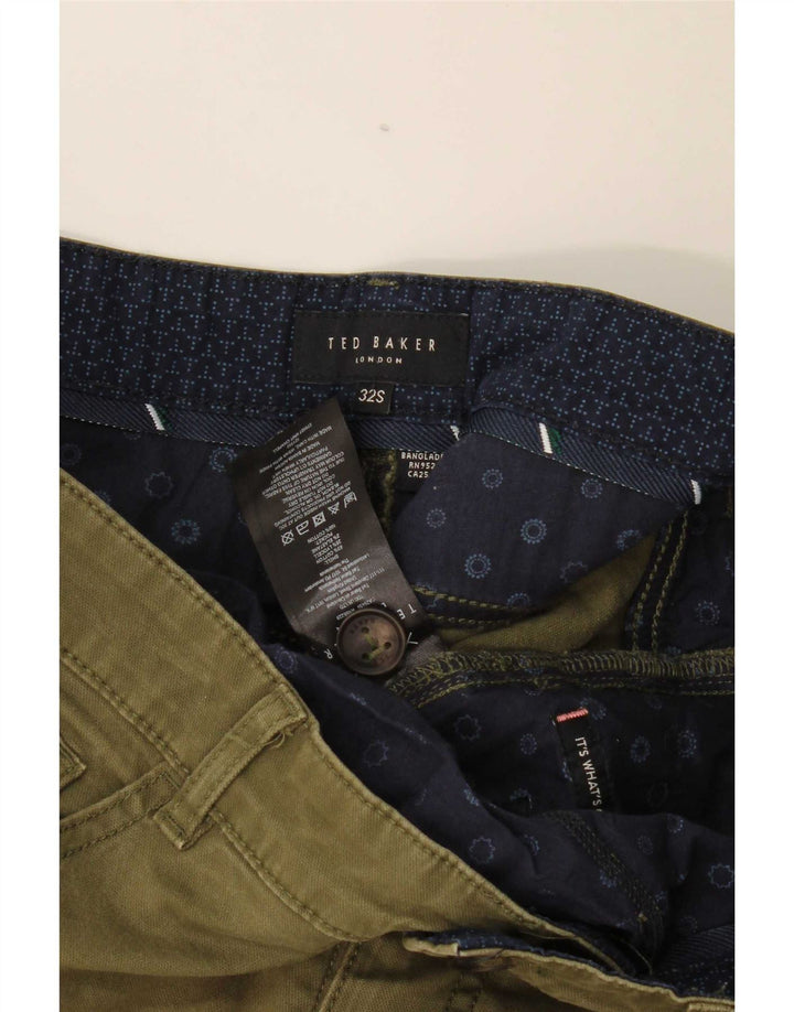 Pantaloni casual slim da uomo Ted Baker W32 L29 cotone kaki