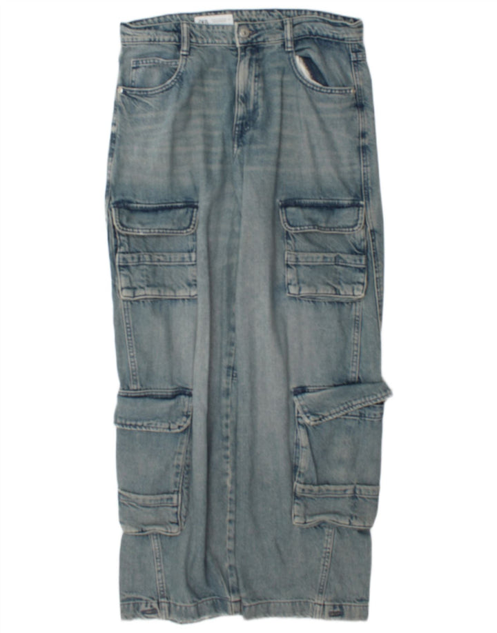 Jeans dritti cargo da donna Zara EU 38 piccoli W28 L31 blu