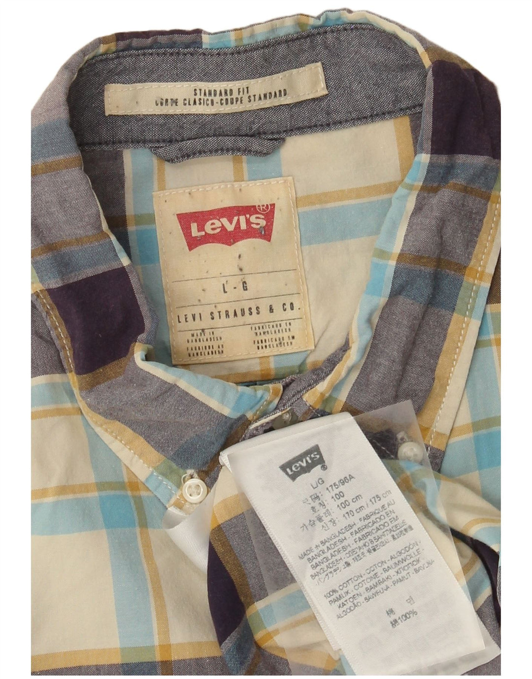 Camicia Levi's da uomo dalla vestibilità standard, in cotone a quadri beige grande