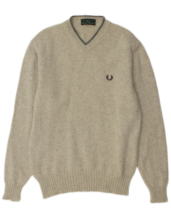 FRED PERRY Maglione da uomo con scollo a V grande lana verde