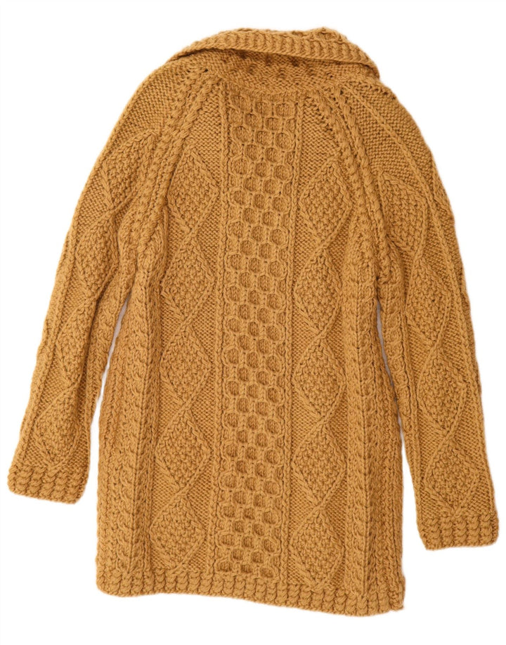 Maglione cardigan lungo da donna vintage UK 12 Beige medio