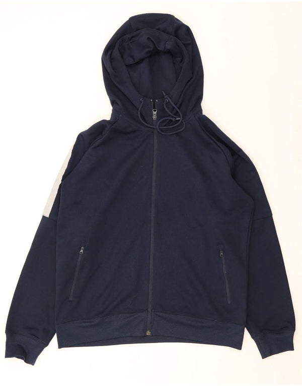 Felpa con cappuccio e zip Nike da uomo, grande, in poliestere color block blu navy