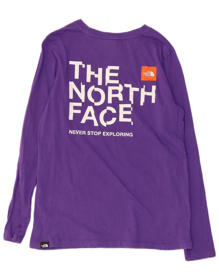 THE NORTH FACE Top grafico da donna manica lunga UK 10 piccolo cotone viola