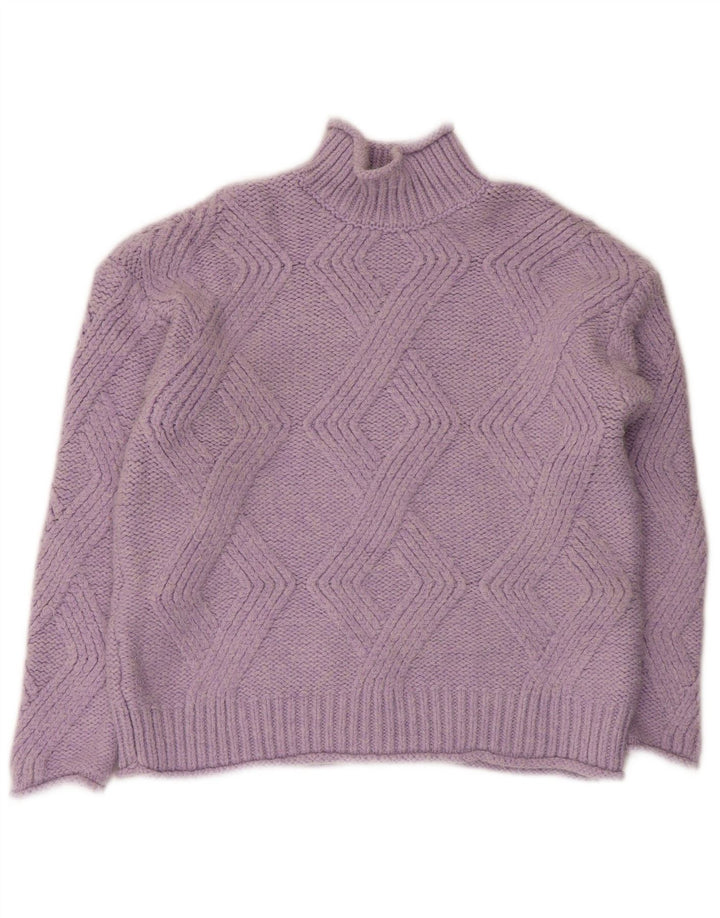 Marks & Spencer Womens Crop Turtle Neck Jumper Sweater UK 10 Small Purple